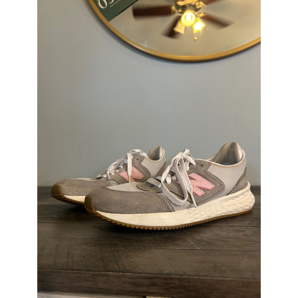 New Balance X-70 Womens Grey Pink Suede Mesh Sneakers Size 8